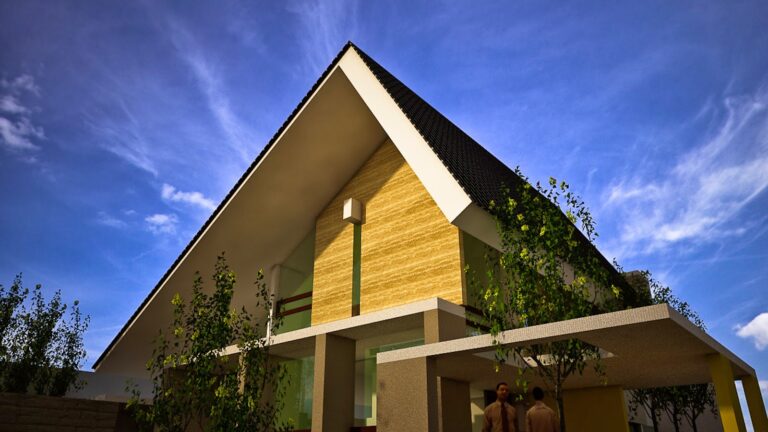 atap pelana modern - atap pelana bertingkat - rumah atap pelana